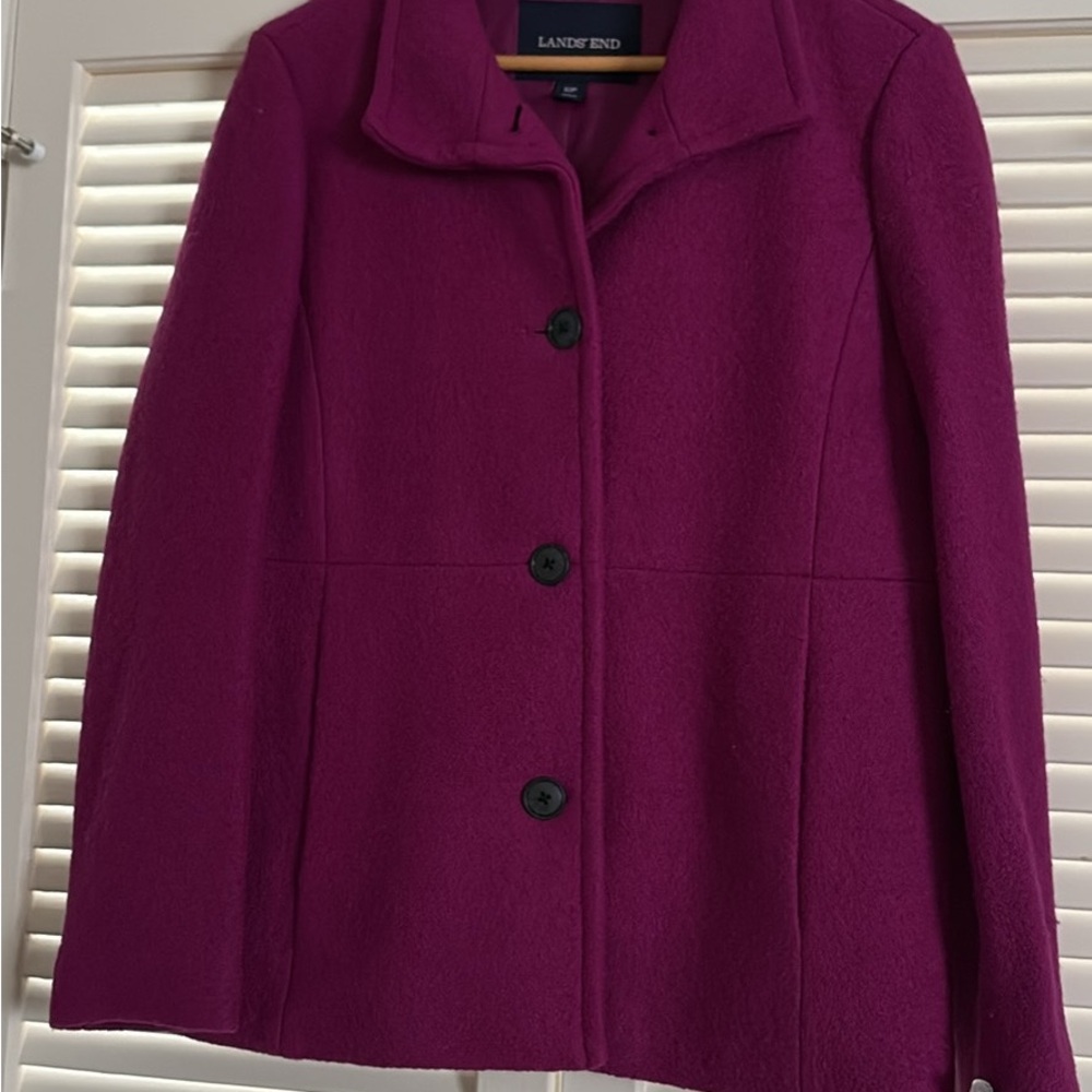 Lands' End Women's Vibrant Magenta Pea Coat